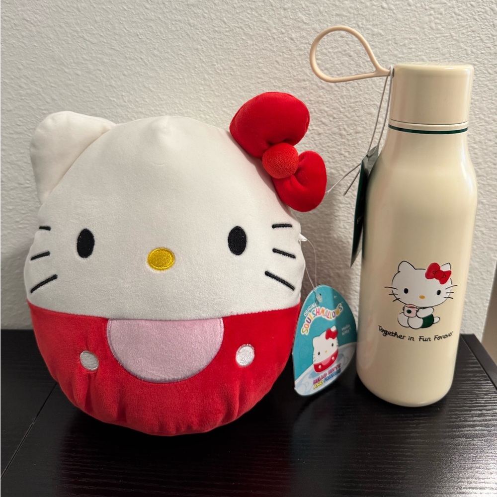 Starbucks Hello Kitty Water Bottle & Hello Kitty Squishmallow Bundle